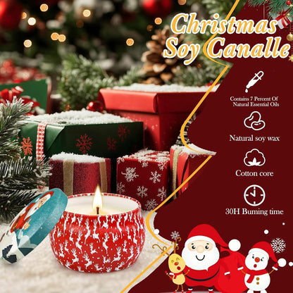 Christmas Candle Gift Set for Women - 4 Pack Soy Wax Aromatherapy Candles