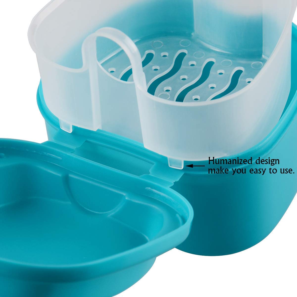 Coolrunner Denture Case with Strainer - Travel Denture Cup & Retainer Cleaning (Green)