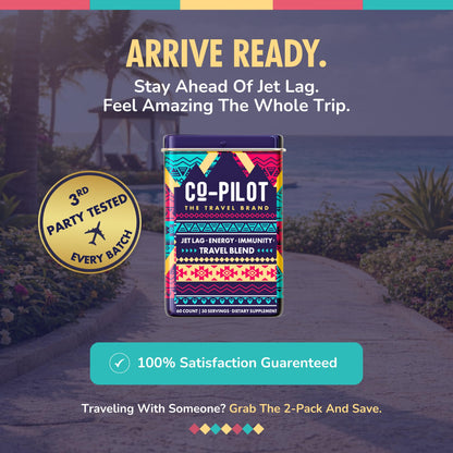 Co-Pilot Travel Vitamin: Jet Lag, Immunity, Digestion & Calm | Vegan, 60 Count