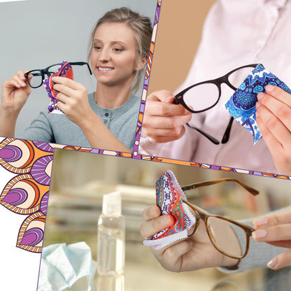 Copkim 24 Pcs Mandala Eyeglasses Cleaning Cloths – 6x6in Microfiber Cloths for Glasses, Camera Lens, and Screens
