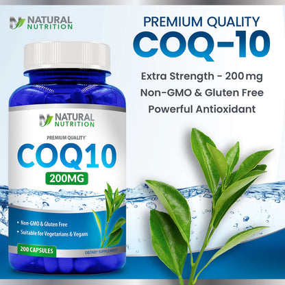 Generic Natural CoQ10 200mg – 200 Capsules, Quick Absorption | Gluten Free & Non-GMO
