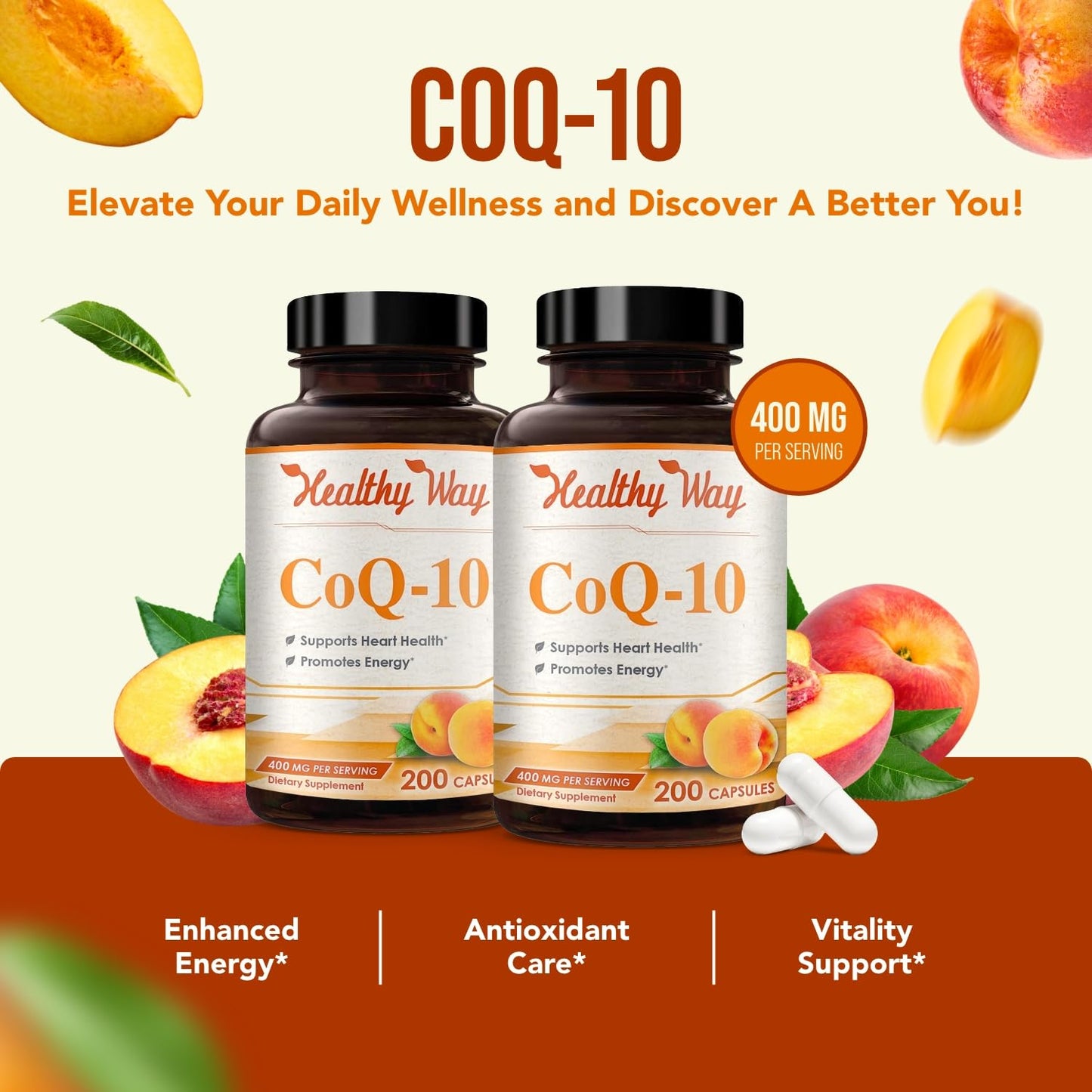 HealthyWayRx CoQ10 400mg - Once Daily Capsules for Heart & Energy | Non-GMO, American Made