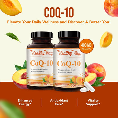 HealthyWayRx CoQ10 400mg - Once Daily Capsules for Heart & Energy | Non-GMO, American Made