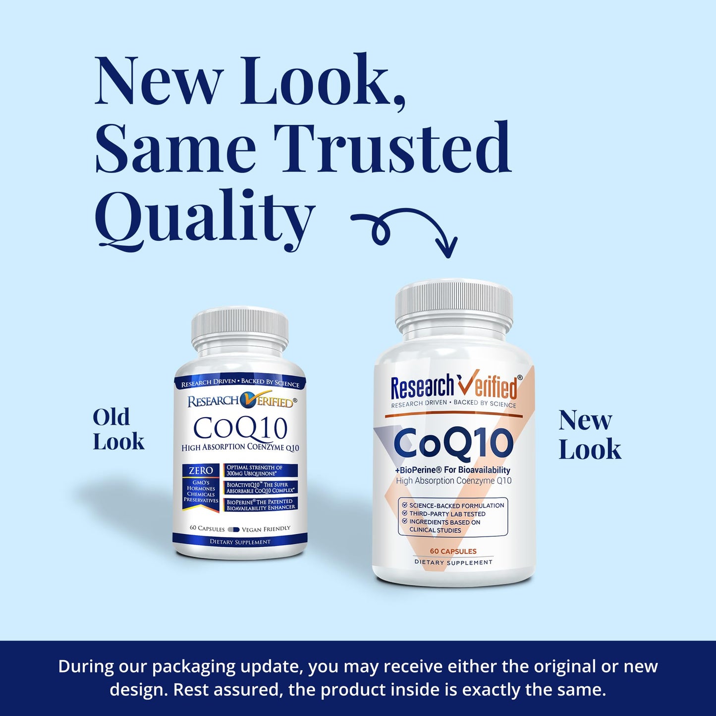 Research Verified CoQ10 – 250mg Pure CoQ10 with Bioperine, 180 Vegan Capsules | Enhanced Absorption