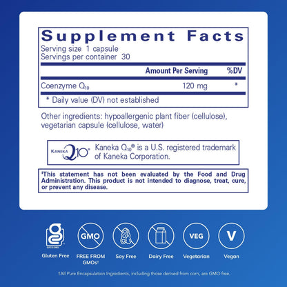 Pure Encapsulations CoQ10 120 mg – Coenzyme Q10 for Heart Health, Energy & Antioxidant Support, 30 Capsules