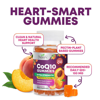 CoQ10 Gummies for Adults 100mg - 3X Strength, High Absorption | Heart Health & Energy Support | 60 CoQ10 Gummies