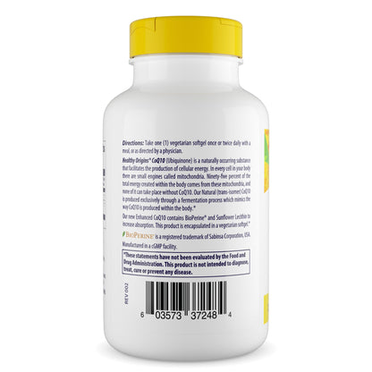 Healthy Origins CoQ10 200 mg with BioPerine® – Heart Health & Energy (60 Veggie Gels, Gluten-Free, Non-GMO)