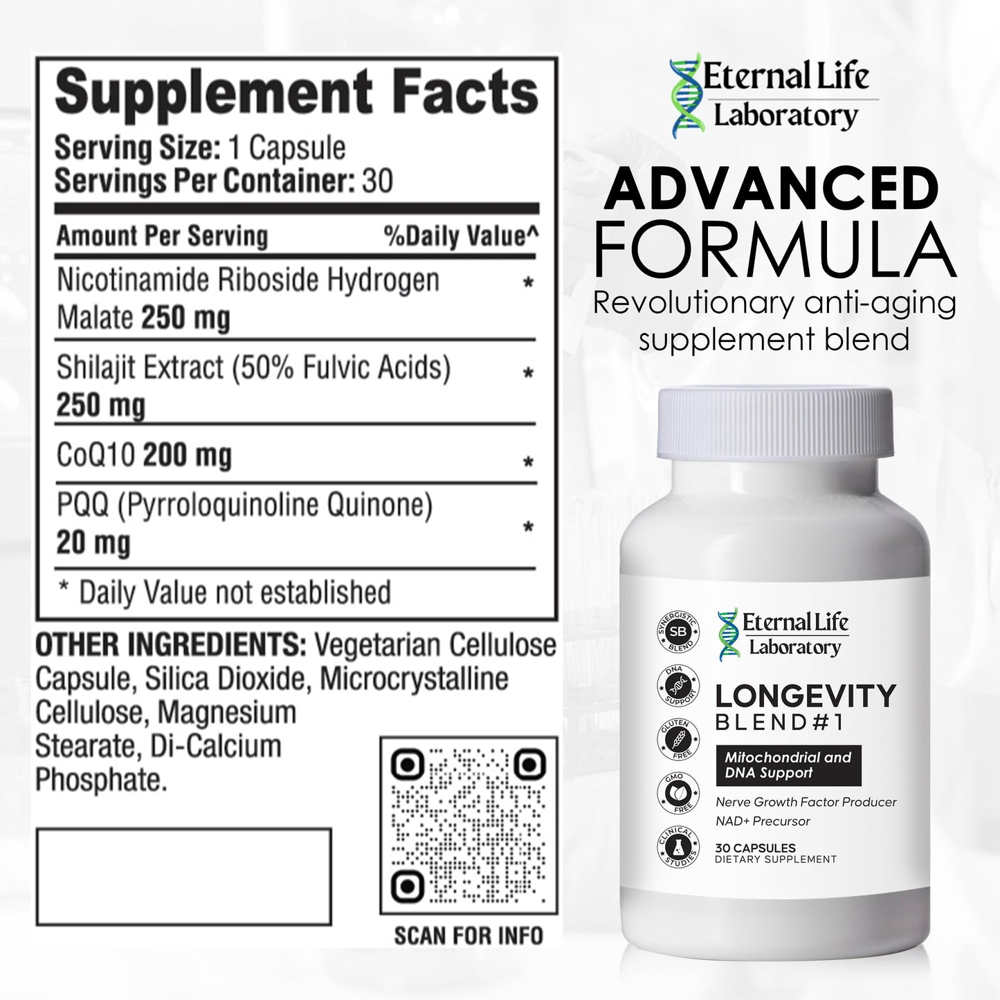 NAD+ Supplement with CoQ10, NR, PQQ & Shilajit – Anti-Aging Longevity Blend (30 Veggie Capsules)