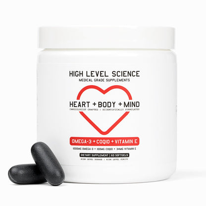 CoQ10 + Omega-3 + Vitamin E | Heart, Body & Mind Health | Gluten Free