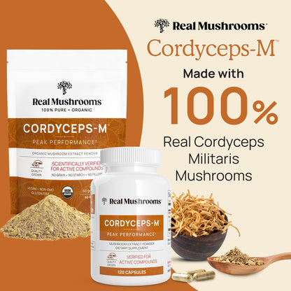 Cordyceps Mushroom Powder - Real Mushroom, Organic, Vegan & Non-GMO | 150 Servings