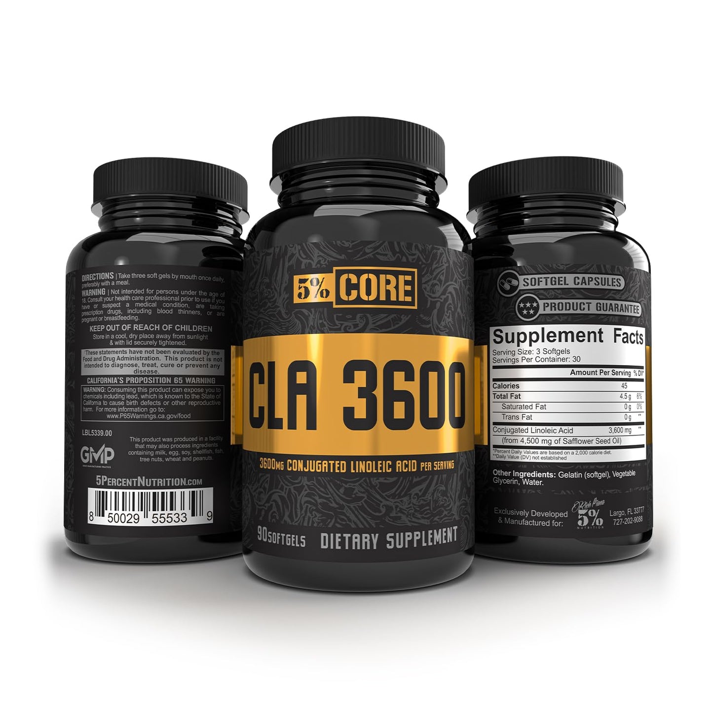 5% Nutrition Core CLA – 3,600 mg CLA from Safflower Oil for Weight Loss, Metabolism & Muscle Preservation