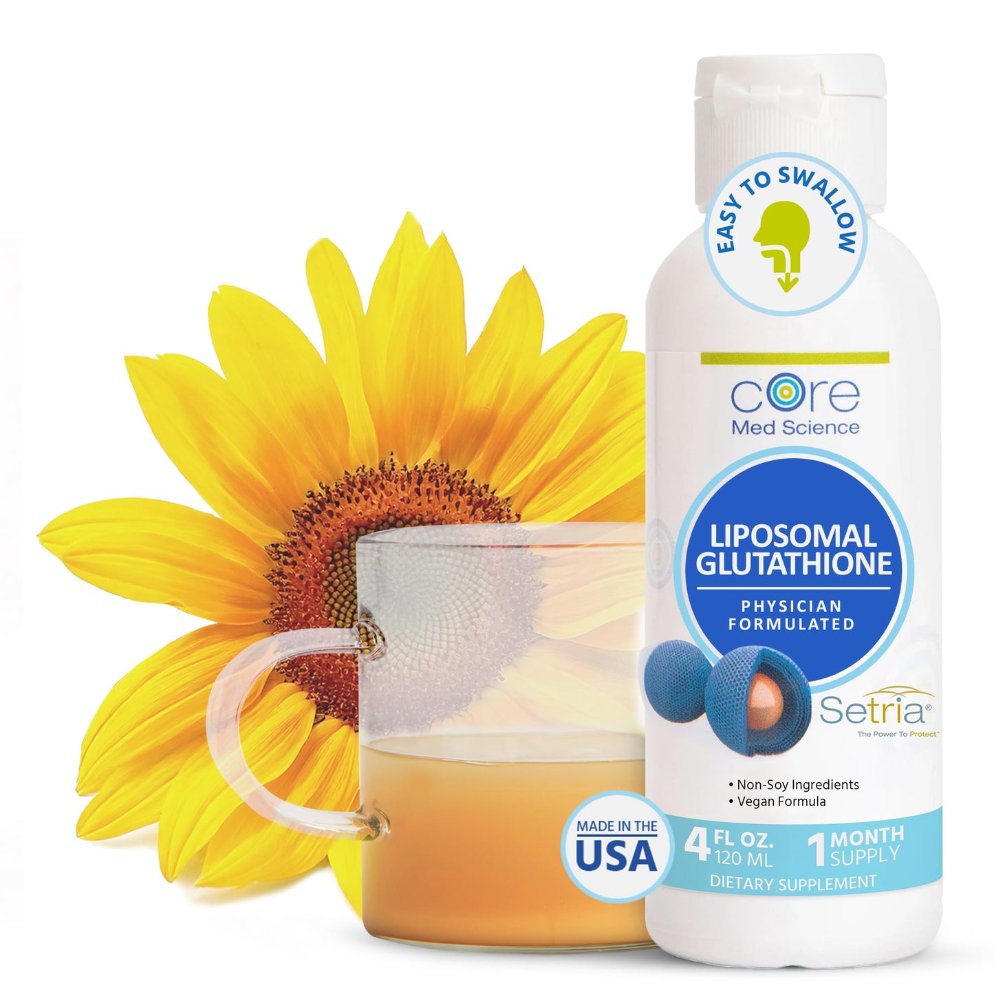 Core Med Science Liposomal Glutathione Liquid 500mg – 4 Fl Oz | Phospholipid Complex