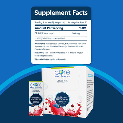 Core Med Science Liposomal Glutathione - Sweet & Tart Berry, 30 Sachets