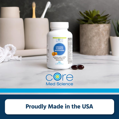 Core Med Science Liposomal Methylated B-Complex Multivitamin – 90 Softgels (Non-GMO) | Heart Health & Immune Support