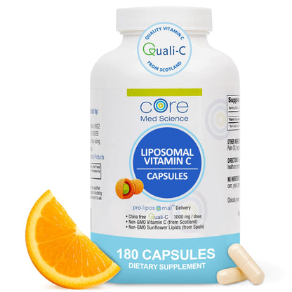 Core Med Science Liposomal Vitamin C 1000mg – 180 Capsules | Non-GMO, Made in USA