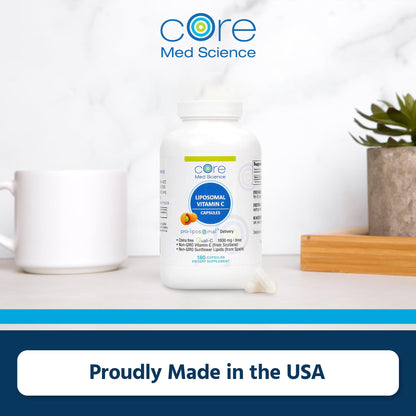 Core Med Science Liposomal Vitamin C 1000mg – 180 Capsules | Non-GMO, Made in USA