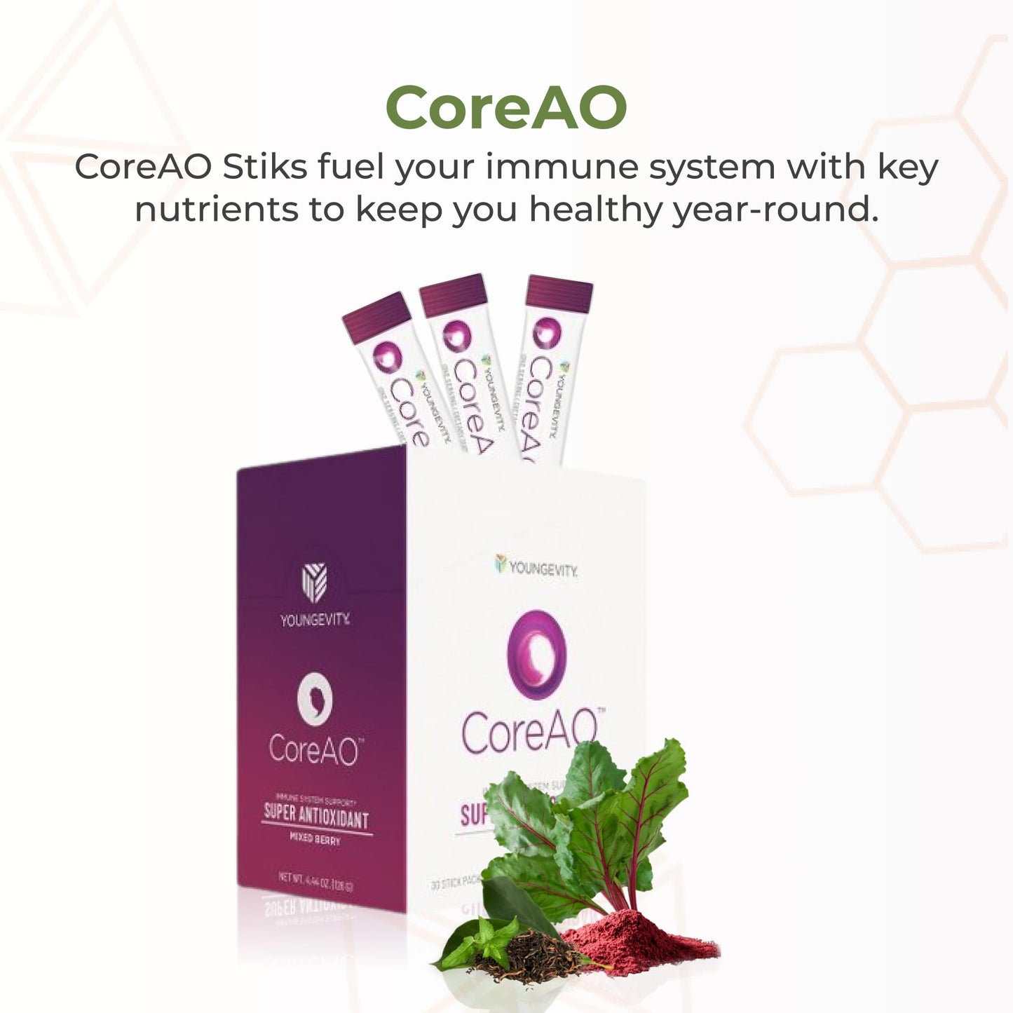 Youngevity CoreAO Stiks – Berry Antioxidant Immune Support (30 Servings)
