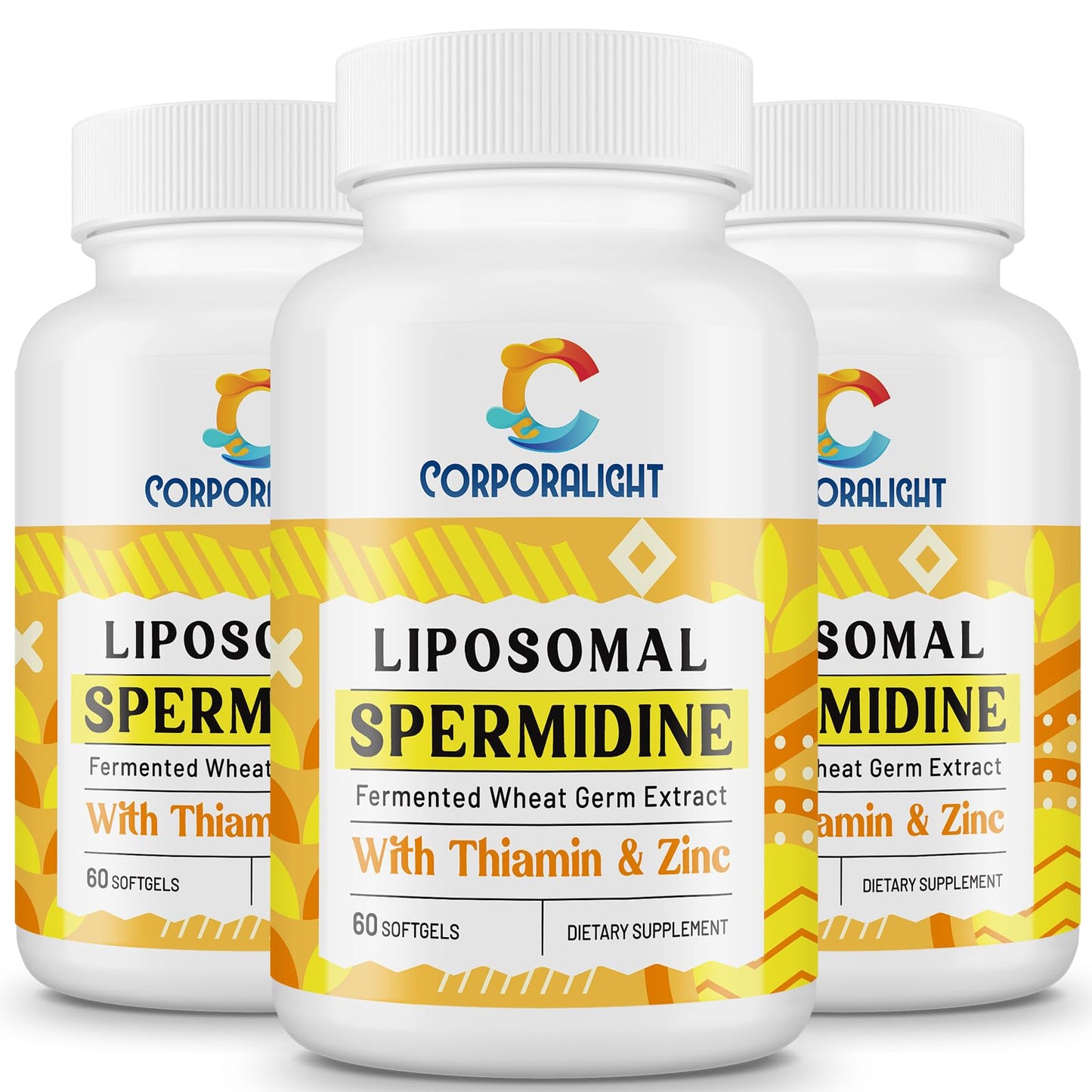 CORPORALIGHT 30mg Spermidine Supplement – High Absorption Liposome Delivery, Fermented Wheat Germ Extract, 180 Softgels