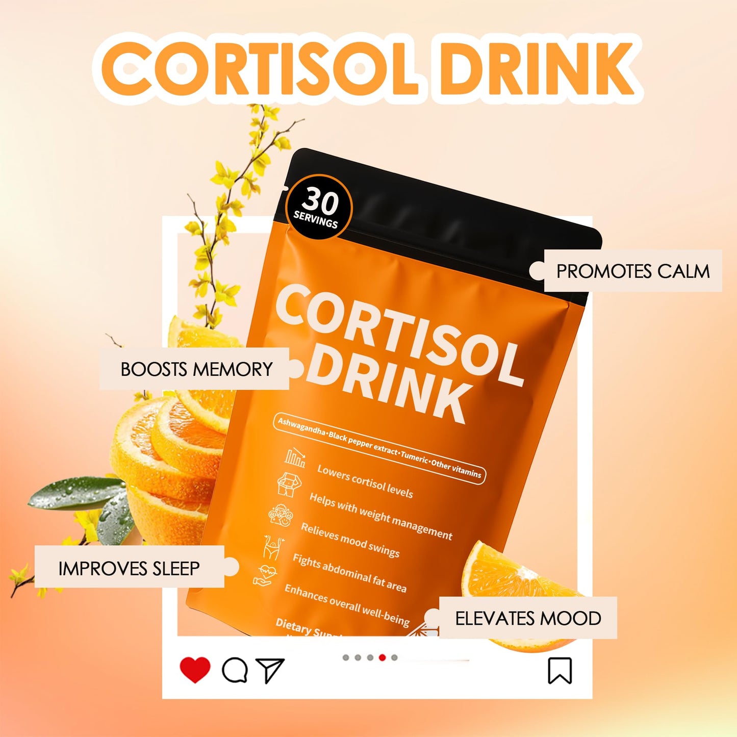 oviaapo Cortisol Drink Powder – Natural Relaxation, Focus & Calm Mood Support