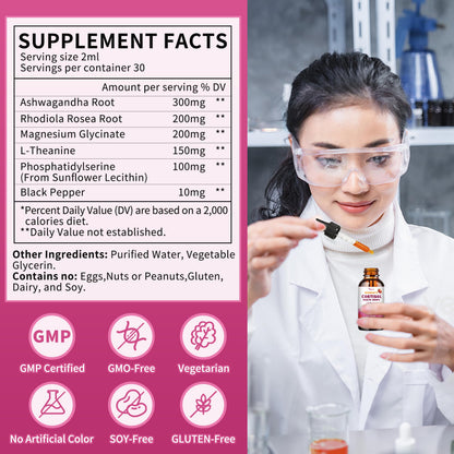 Cortisol Supplements for Women | Liquid Drops | 60 Day Vegan Supply