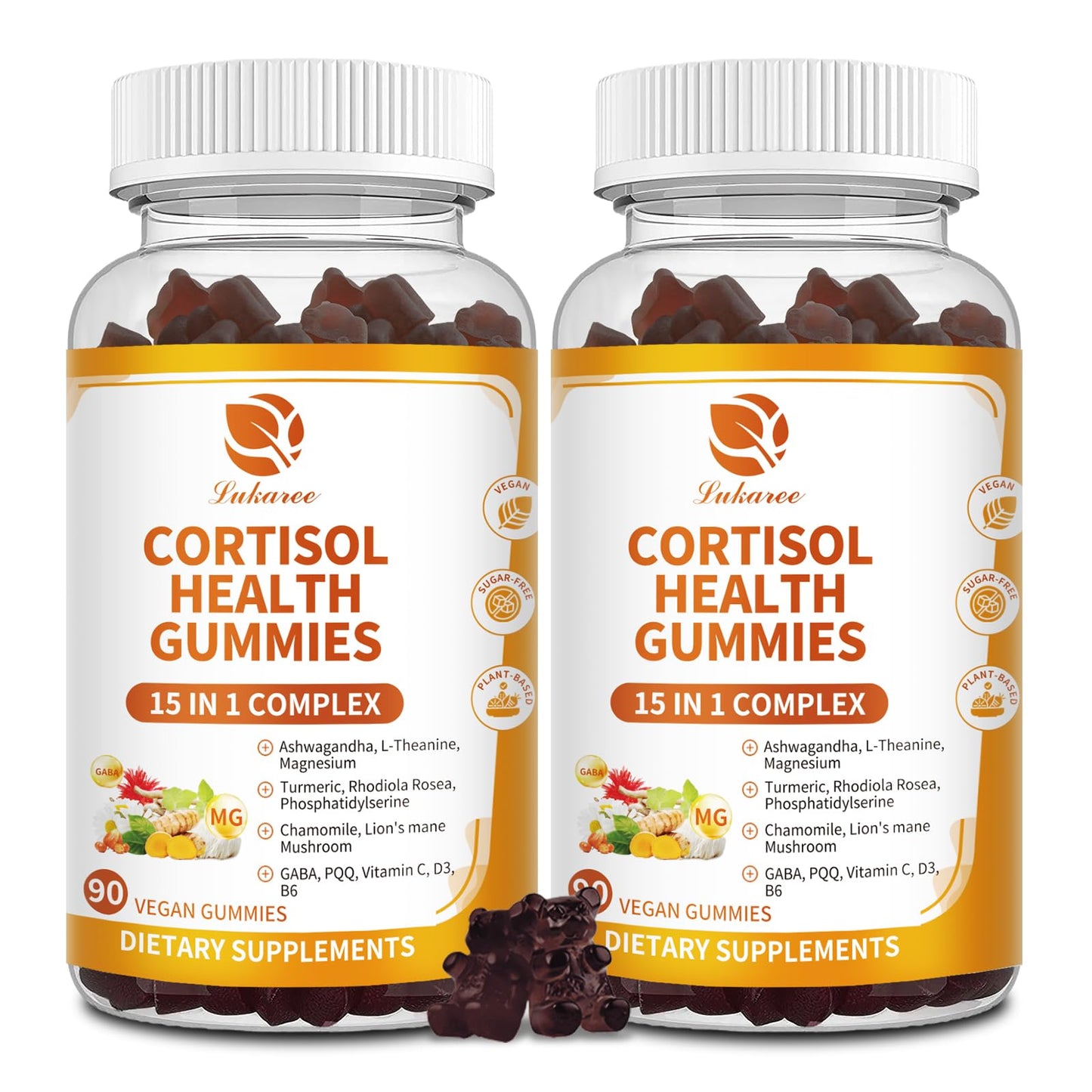 Cortisol Gummies 15-in-1 for Mood, Sleep & Focus – Vegan 180-Count