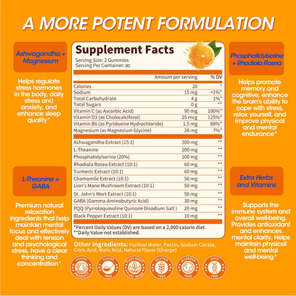 Cortisol Gummies 15-in-1 for Mood, Sleep & Focus – Vegan 180-Count