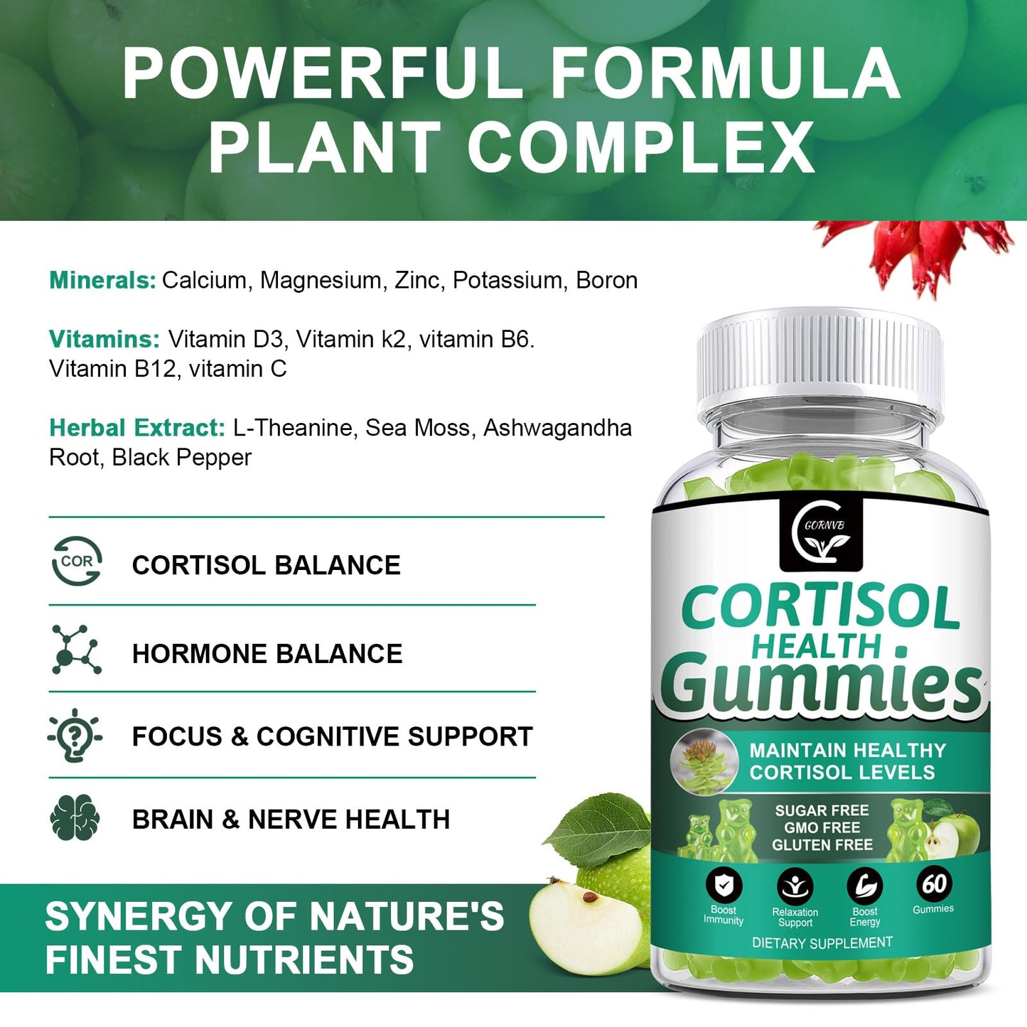 Sugar-Free Cortisol Gummies | 9-in-1 Stress Support for Women