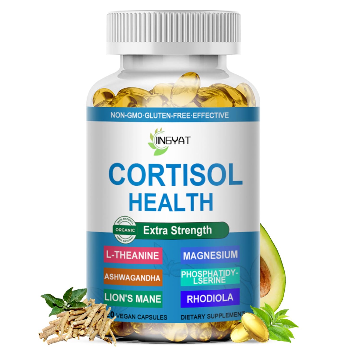 Cortisol Softgels 20-in-1 for Women – Natural Stress Support & Focus