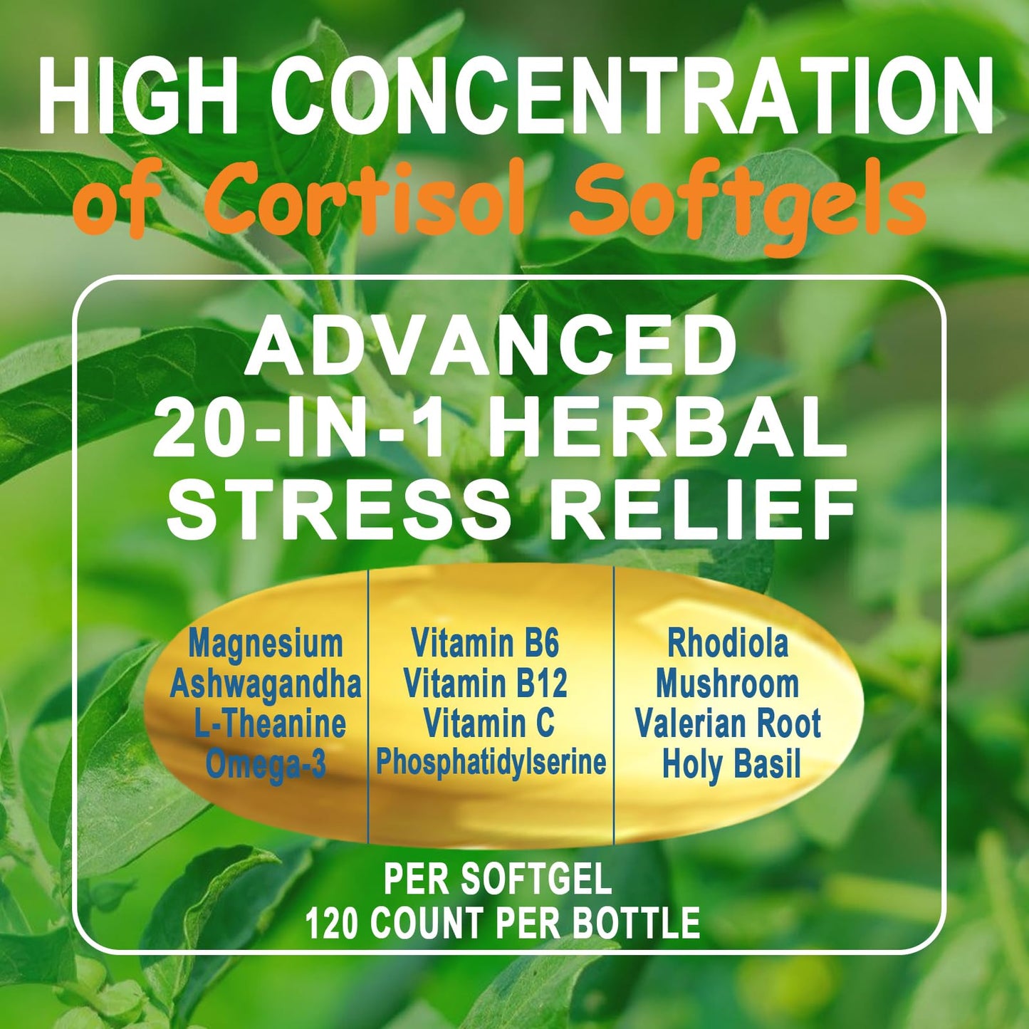 Cortisol Softgels 20-in-1 for Women – Natural Stress Support & Focus