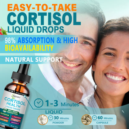 Cortisol Supplements for Women – 19-in-1 Liquid Drops (High Absorption)