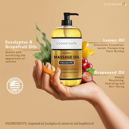 Cosmetasa Anti-Cellulite Massage Oil Kit | Organic Arabica Coffee Scrub Gift Set