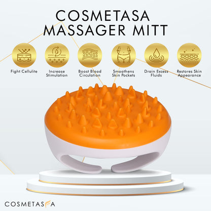 Cosmetasa Cellulite Massage Oil with Massager Mitt - 100% Natural, 16.9 oz