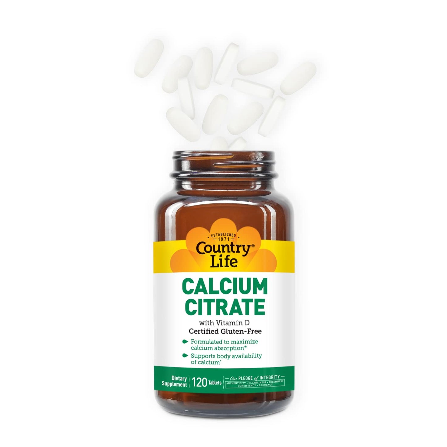 Country Life Calcium Citrate with Vitamin D 500mg – Highly Absorbable, Gluten Free, Vegan, Halal, Non-GMO – 2 x 120 Tablets