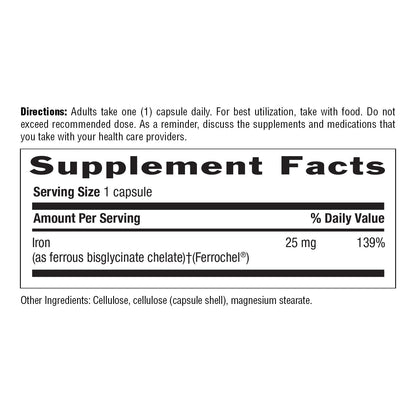 Country Life Easy Iron 25mg Capsules - Gentle Ferrochel, Vegan Iron for Energy