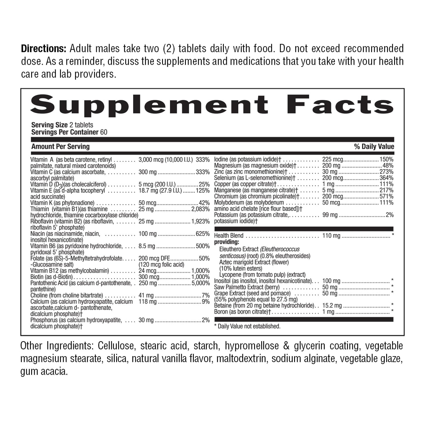 Country Life Max for Men Multivitamin – Iron-Free, Gluten-Free, Saw Palmetto & Lycopene | 120 Vegetarian Tablets