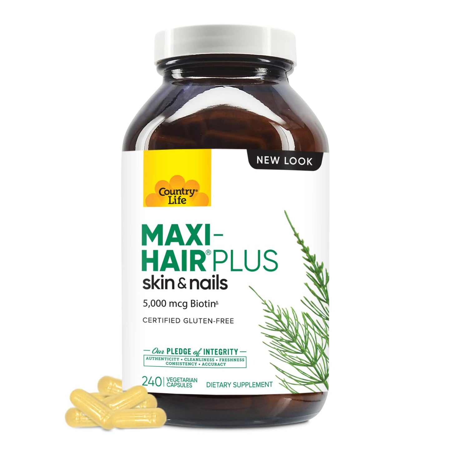 Country Life Maxi-Hair Plus Biotin — Supports Hair, Skin & Nails | 240 Ct