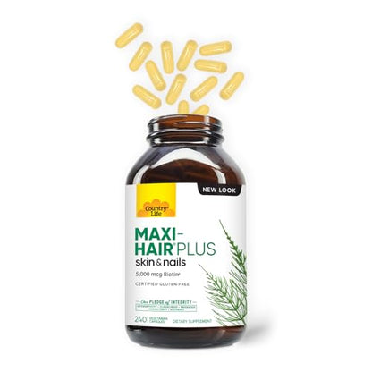 Country Life Maxi-Hair Plus Biotin — Supports Hair, Skin & Nails | 240 Ct