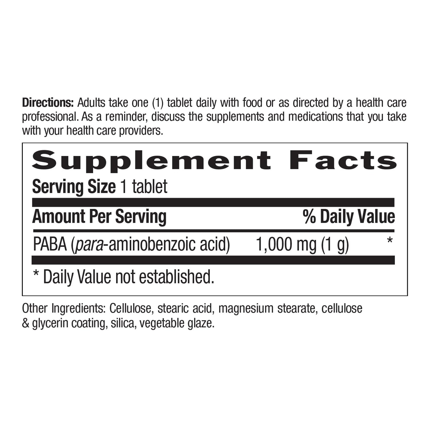 Country Life PABA 1000mg, 60 Count | Time-Release PABA Dietary Supplement