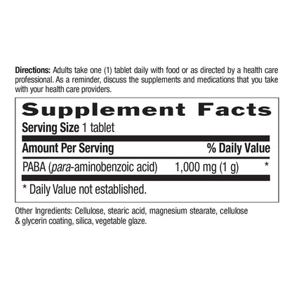 Country Life PABA 1000mg, 60 Count | Time-Release PABA Dietary Supplement