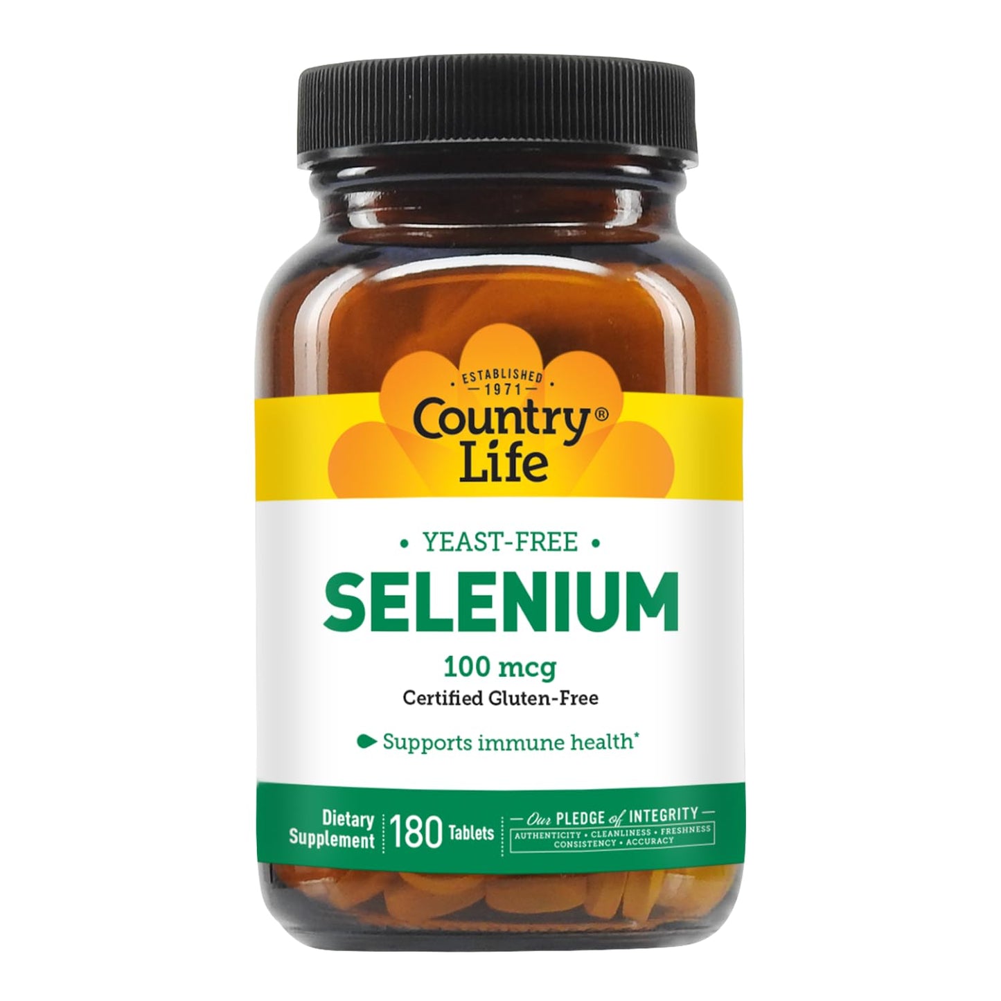 Country Life Selenium – Yeast Free, 100 mcg, 180 Tablets | Immune Support