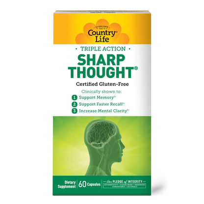 Country Life Sharp Thought – Memory & Cognitive Support with Sharp-PS Gold + DHA (Gluten-Free)