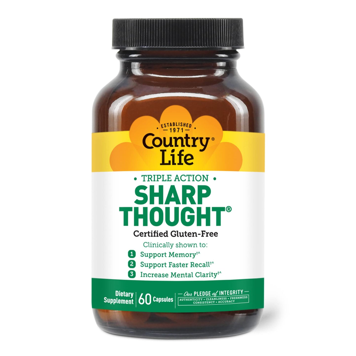 Country Life Sharp Thought – Memory & Cognitive Support with Sharp-PS Gold + DHA (Gluten-Free)
