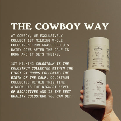 Cowboy Colostrum Powder Travel Packs – First Day Milking, Grass-Fed, Unflavored, 30 Servings