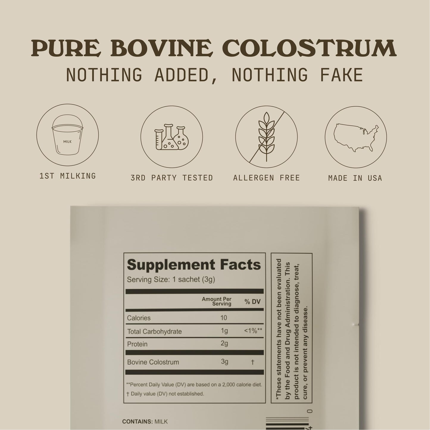 Cowboy Colostrum Powder Travel Packs – First Day Milking, Grass-Fed, Unflavored, 30 Servings