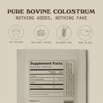 Cowboy Colostrum Powder Travel Packs – First Day Milking, Grass-Fed, Unflavored, 30 Servings
