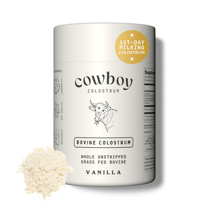 Cowboy Colostrum Powder – Grass-Fed Bovine Colostrum for Gut Health, Immunity, Skin & Hair (Vanilla, 40 Servings)