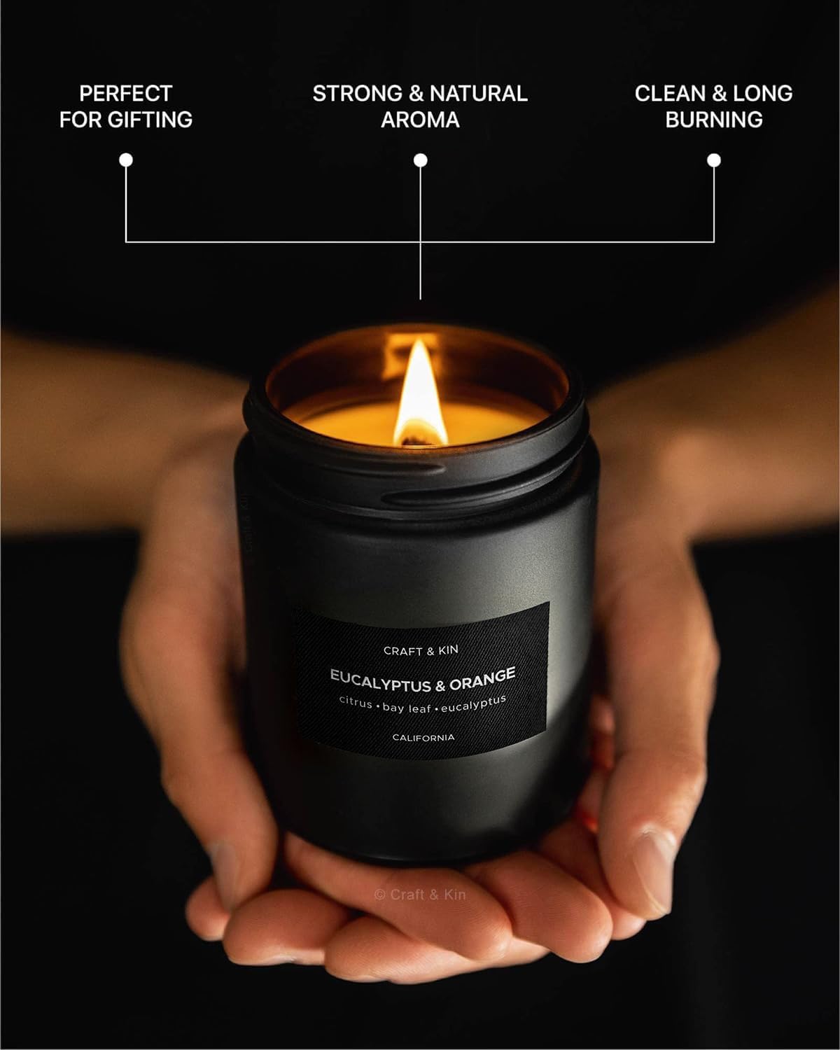 Craft & Kin Orange & Eucalyptus Soy Candle – 7.6oz, 45-Hour Burn Time