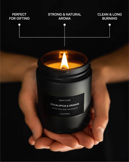 Craft & Kin Orange & Eucalyptus Soy Candle – 7.6oz, 45-Hour Burn Time