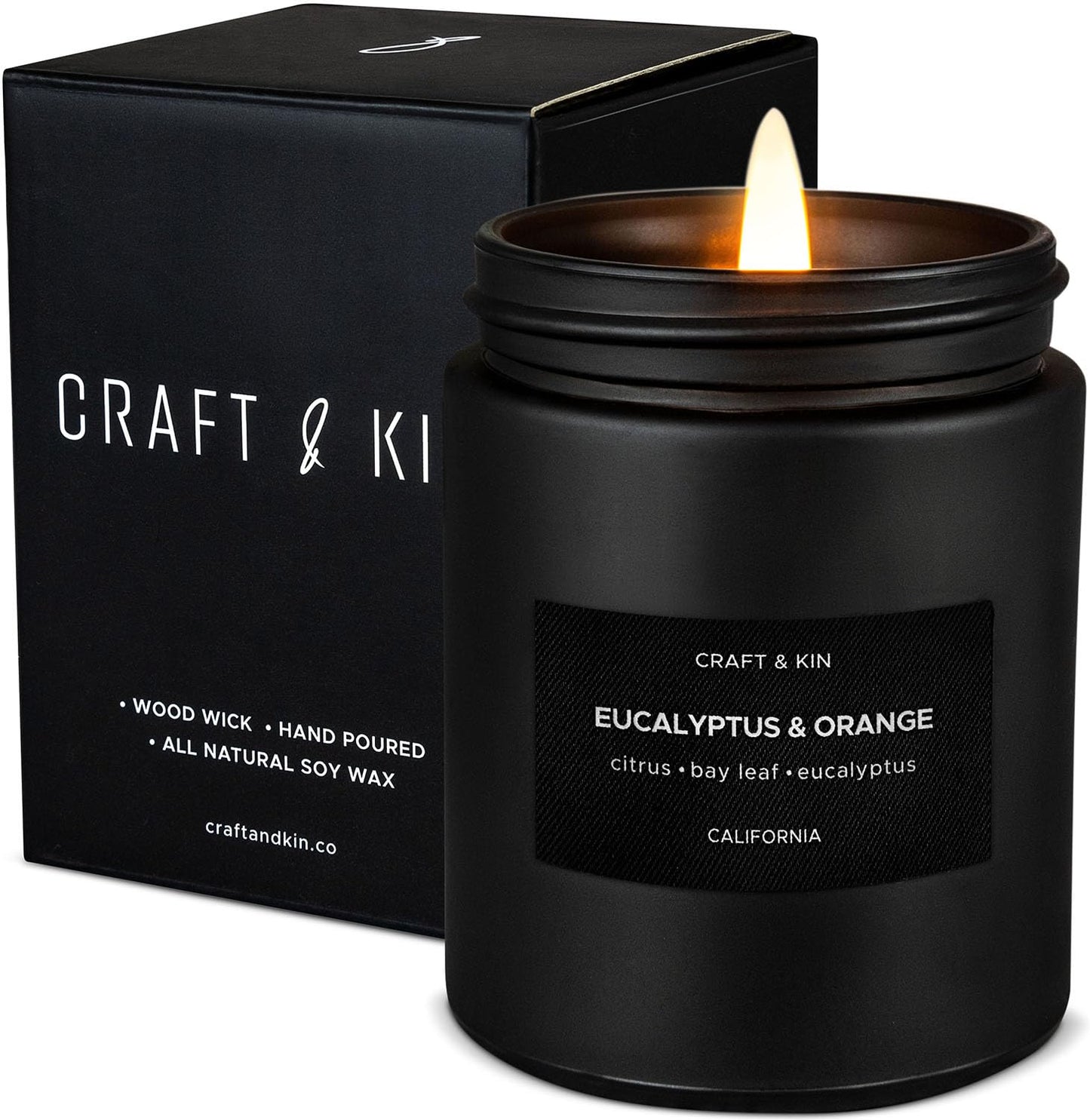 Craft & Kin Orange & Eucalyptus Soy Candle – 7.6oz, 45-Hour Burn Time