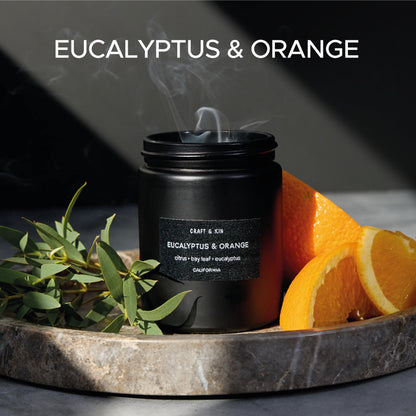 Craft & Kin Orange & Eucalyptus Soy Candle – 7.6oz, 45-Hour Burn Time